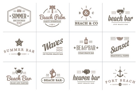 Set of Beach Sea Bar Elements and Summerのイラスト素材