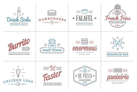 Set of Fastfood Fast Food Elements Icons and Equipment as Illustrationのイラスト素材