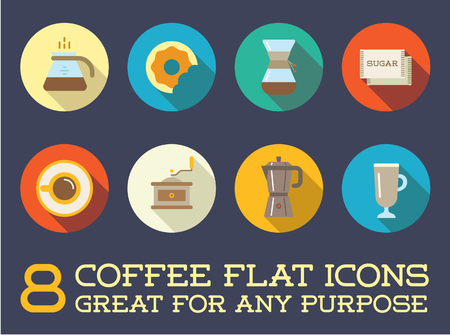 Set of Coffee Elements and Coffee Accessories Illustrationのイラスト素材