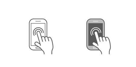 Set of Icons with Hands Holding Smart Device with Gesturesのイラスト素材