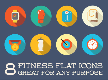 Set of Fitness Aerobics Gym Elements and Fitness Icons Illustrationのイラスト素材