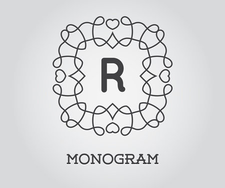 Monogram Design Template with Letter R Illustration Premium Elegant Qualityのイラスト素材