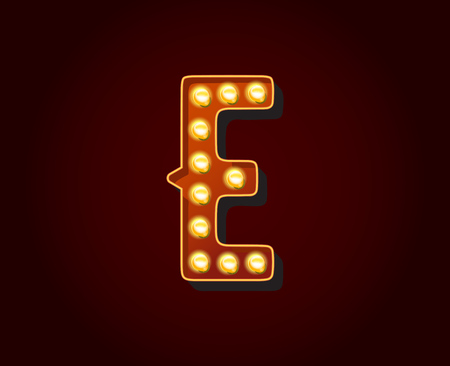 Casino or Broadway Signs style light bulb Alphabet Letter Character のイラスト素材