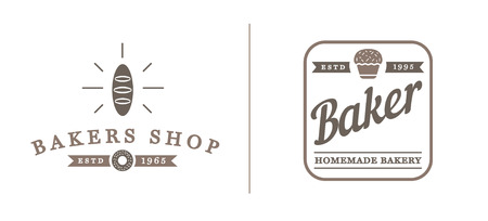 Set of Bakery Pastry Elements and Bread Icons Illustration can be used as Logo or Icon in premium qualityのイラスト素材