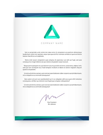 Visual identity with letter elements polygonal style Letterhead and geometric triangular design style brochure cover template mock ups for business with Fictitious nameのイラスト素材