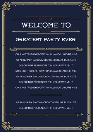 Gatsby Style Invitation in Art Deco or Nouveau Epoch 1920's Gangster Era Vectorのイラスト素材