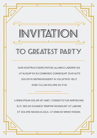Gatsby Style Invitation in Art Deco or Nouveau Epoch 1920's Gangster Era Vectorのイラスト素材