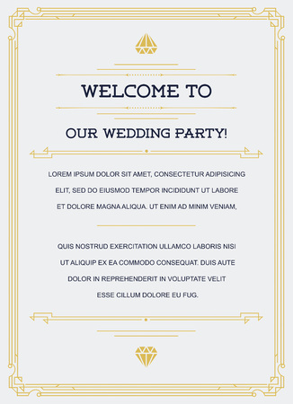 Gatsby Style Invitation in Art Deco or Nouveau Epoch 1920's Gangster Era Vectorのイラスト素材