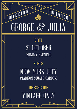 Gatsby Style Invitation in Art Deco or Nouveau Epoch 1920's Gangster Era Vector