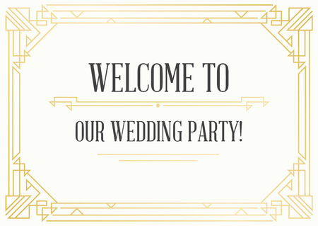 Great Vintage Invitation Sign in Art Deco or Nouveau Epoch 1920's Gangster Era Vectorのイラスト素材
