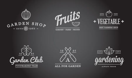 Set of Vector Garden and Farm Elements and Fruits or Vegetables Icons Illustration can be used as Logo or Icon in premium qualityのイラスト素材
