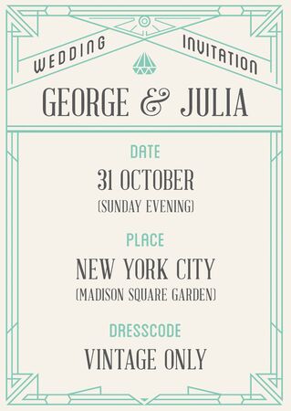 Gatsby Style Invitation in Art Deco or Nouveau Epoch 1920's Gangster Era Vectorのイラスト素材