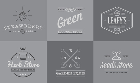 Set of Vector Garden and Farm Elements and Fruits or Vegetables Icons Illustration can be used as Logo or Icon in premium qualityのイラスト素材