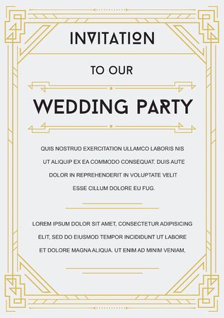 Gatsby Style Invitation in Art Deco or Nouveau Epoch 1920's Gangster Era Vectorのイラスト素材