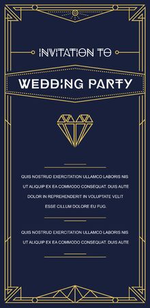 Gatsby Style Invitation in Art Deco or Nouveau Epoch 1920's Gangster Era Vectorのイラスト素材