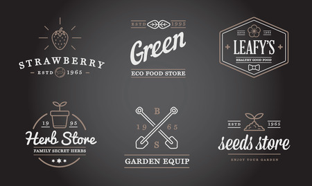 Set of Vector Garden and Farm Elements and Fruits or Vegetables Icons Illustration can be used as Logo or Icon in premium qualityのイラスト素材