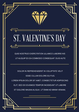 Gatsby Style Invitation in Art Deco or Nouveau Epoch 1920's Gangster Era Vectorのイラスト素材