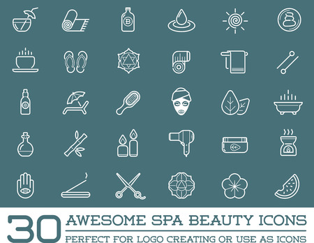 Set of Vector Spa Beauty Yoga Sport Elements Illustrationのイラスト素材