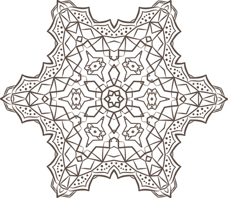 Ethnic Fractal Mandala Vector Meditation looks like Snowflake or Maya Aztec Pattern or Flower too Isolated on Whiteのイラスト素材