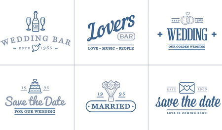 Set of Vector Wedding Love Elements Merry Me Illustrationのイラスト素材