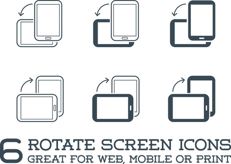 Rotate Smartphone or Cellular Phone or Tablet Icons Set in Vectorのイラスト素材