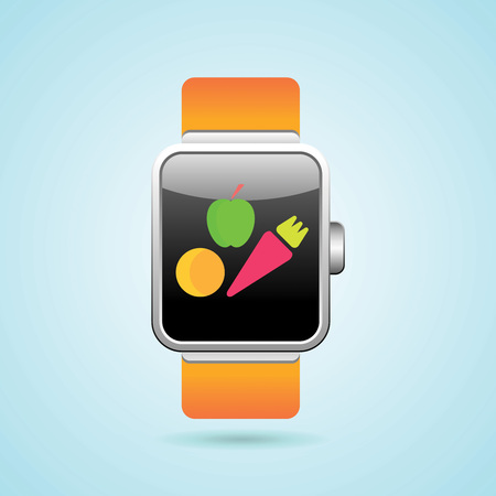 Trendy Colorful Vector Illustration Icon of Smart Watch with Smart Interfaceのイラスト素材