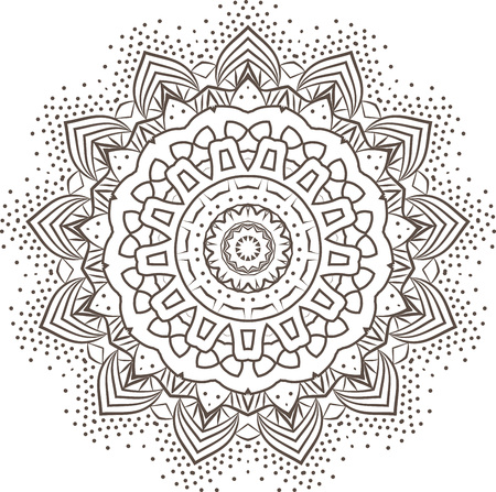 Ethnic Fractal Mandala Vector Meditation looks like Snowflake or Maya Aztec Pattern or Flower too Isolated on Whiteのイラスト素材