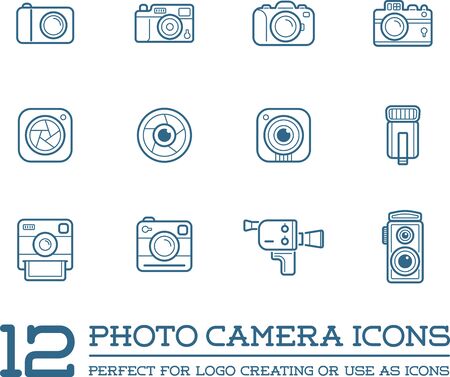 Set of Vector Photo or Camera Elements and Video Camera Signs Illustrationのイラスト素材