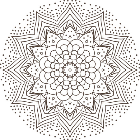 Ethnic Fractal Mandala Vector Meditation looks like Snowflake or Maya Aztec Pattern or Flower too Isolated on Whiteのイラスト素材