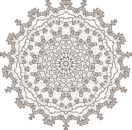Ethnic Fractal Mandala Vector Meditation looks like Snowflake or Maya Aztec Pattern or Flower too Isolated on Whiteのイラスト素材