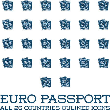 Set of Citizenship or Foreign Passport ID in Vector Colorfulのイラスト素材