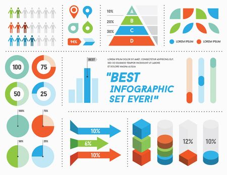 Infographics Elements and Objects Big Huge Set All Kinds of Infographic Modern for Business with Flat Design For Web, Print Booklets Brochures or Applicationsのイラスト素材