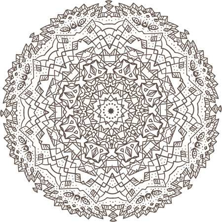 Ethnic Fractal Mandala Vector Meditation looks like Snowflake or Maya Aztec Pattern or Flower too Isolated on Whiteのイラスト素材