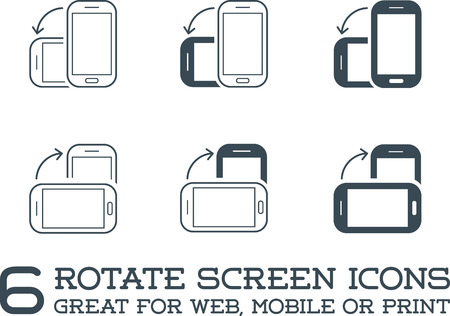 Rotate Smartphone or Cellular Phone or Tablet Icons Set in Vectorのイラスト素材
