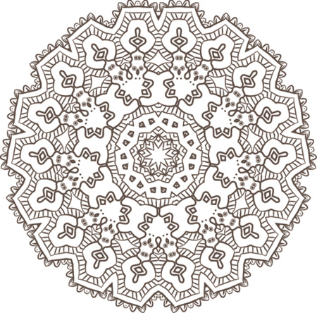 Ethnic Fractal Mandala Vector Meditation looks like Snowflake or Maya Aztec Pattern or Flower too Isolated on Whiteのイラスト素材