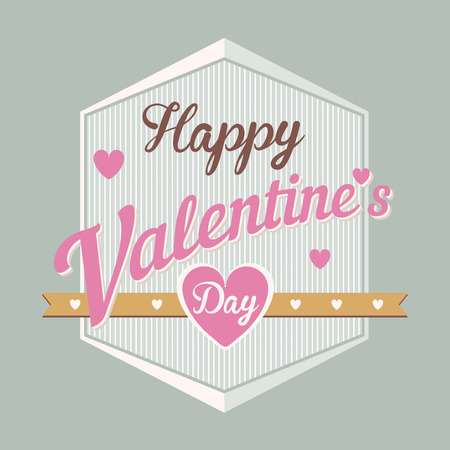 Happy Valentine's Day Hand Lettering Typographical Vector Background in Vintage Retro Old Style Labelのイラスト素材
