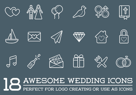 Set of Vector Wedding Love Elements Merry Me Illustrationのイラスト素材