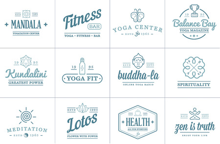 Set of Vector Yoga Zen Sport Elements and Fitness Healthy Illustrationのイラスト素材