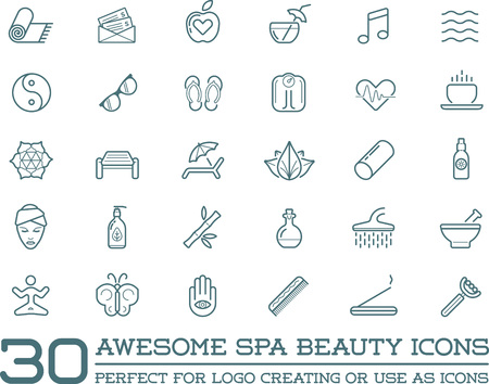 Set of Vector Spa Beauty Yoga Sport Elements Illustrationのイラスト素材