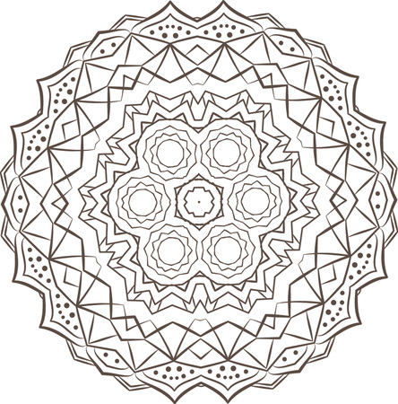 Ethnic Fractal Mandala Vector Meditation looks like Snowflake or Maya Aztec Pattern or Flower too Isolated on Whiteのイラスト素材