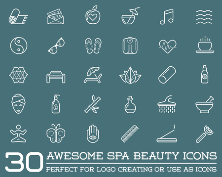Set of Vector Spa Beauty Yoga Sport Elements Illustrationのイラスト素材