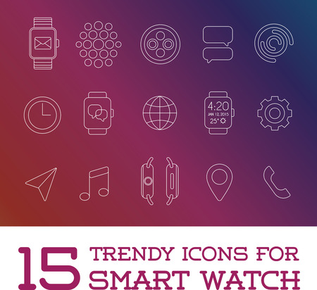 15 Fresh Smart Watch Trendy Iconsのイラスト素材