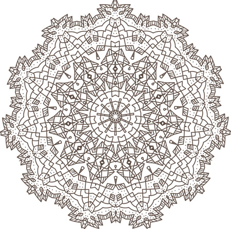 Ethnic Fractal Mandala Vector Meditation looks like Snowflake or Maya Aztec Pattern or Flower too Isolated on Whiteのイラスト素材