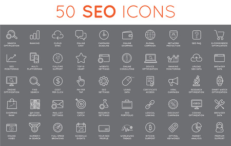 Set of Vector SEO Search Engine Optimisation Elements and Icons Illustrationのイラスト素材