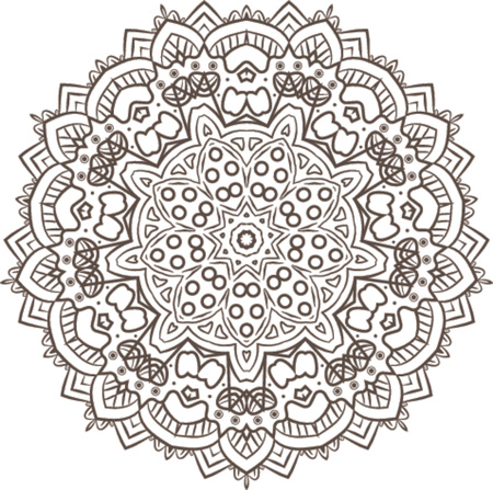 Ethnic Fractal Mandala Vector Meditation looks like Snowflake or Maya Aztec Pattern or Flower too Isolated on Whiteのイラスト素材
