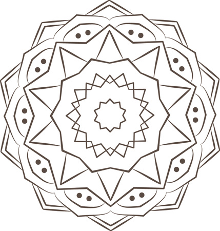 Ethnic Fractal Mandala Vector Meditation looks like Snowflake or Maya Aztec Pattern or Flower too Isolated on Whiteのイラスト素材