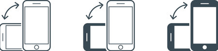 Rotate Smartphone or Cellular Phone or Tablet Icons Set in Vectorのイラスト素材
