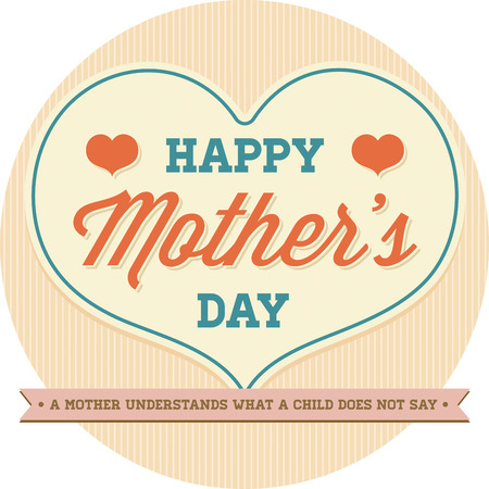 Vintage Happy Mothers's Day Design for Template or Postcard or Poster or Sticker Badge and any layout for print or webのイラスト素材