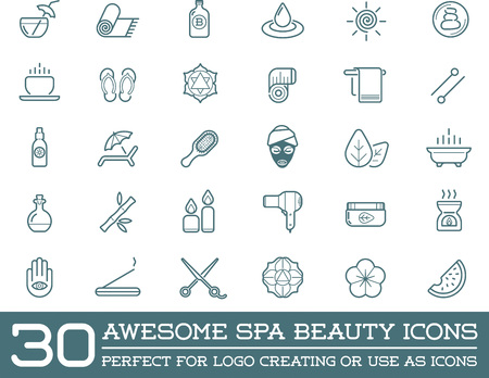 Set of Vector Spa Beauty Yoga Sport Elements Illustrationのイラスト素材