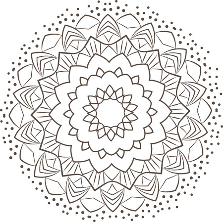 Ethnic Fractal Mandala Vector Meditation looks like Snowflake or Maya Aztec Pattern or Flower too Isolated on Whiteのイラスト素材